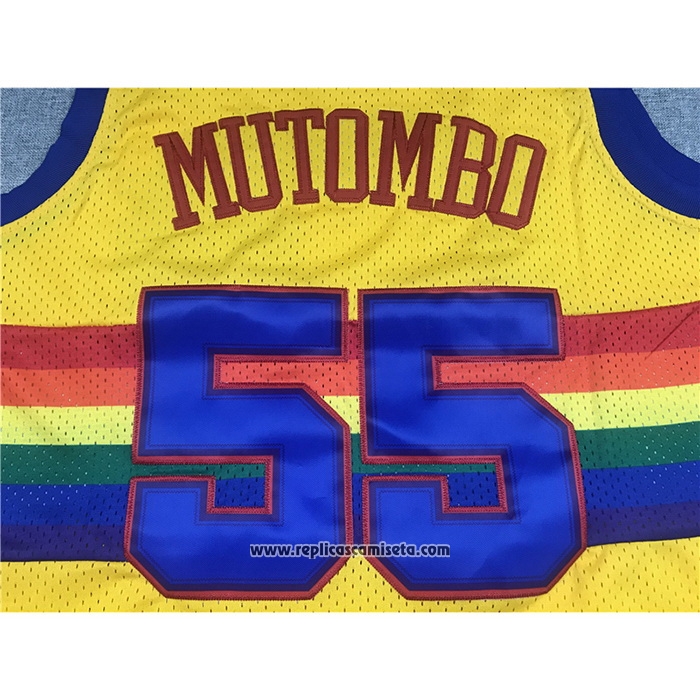 Camiseta Denver Nuggets Dikembe Mutombo #55 Mitchell & Ness 1991-92 Amarillo
